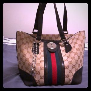Vintage Gucci Tote Bag Front Clasp